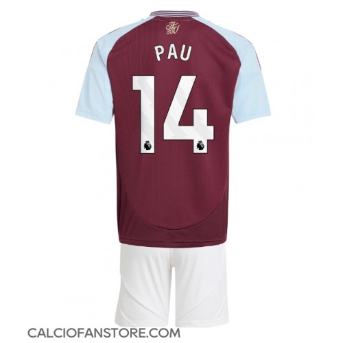 Maglia Calcio Aston Villa Pau Torres #14 Prima Divisa Bambino 2024-25 Manica Corta (+ pantaloncini)